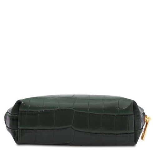 Vera - Croc print leather toiletry case